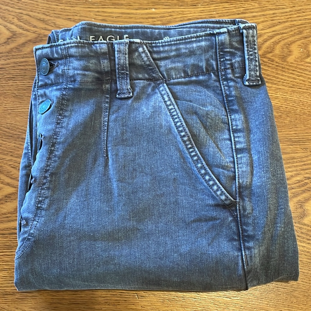 🟦 American Eagle Women’s Black Highest Rise Jeggings (size 16) - Picture 3 of 11